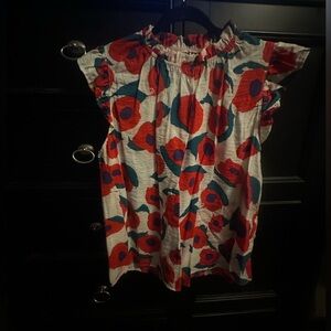 BUCKETLIST Lg Red and Blue Floral Top